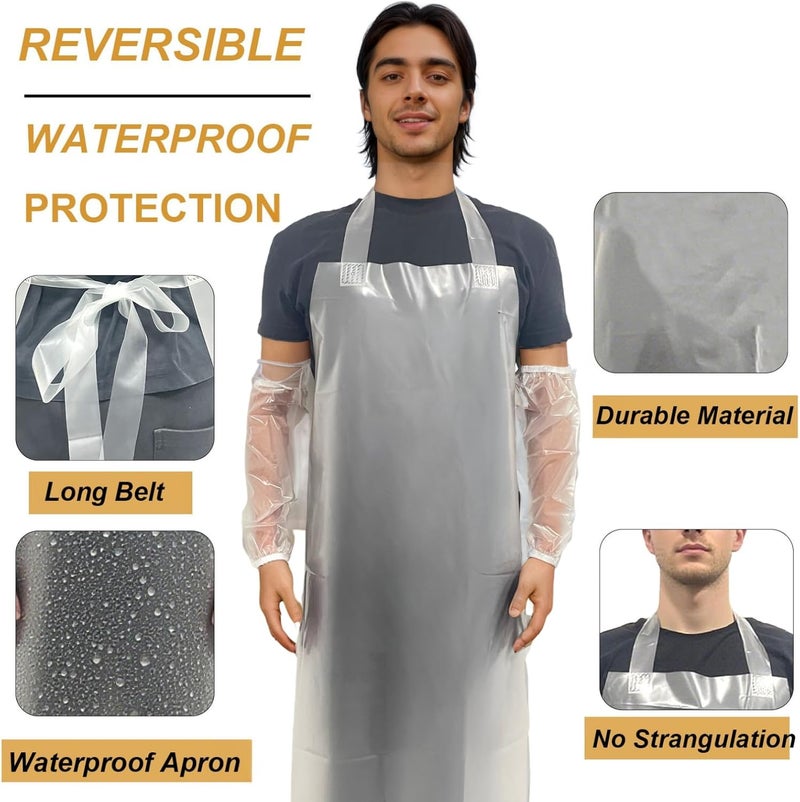 ELEBOX Waterproof Oil Proof Bib Apron Utility Apron Chemical Resistant Apron with Sleeve Work Apron Ultra Lightweight - Image 3